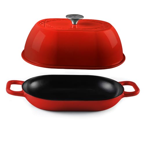 Enameled Cast Iron Dutch Oven for Professional Sourdough Bread Baking (Red)