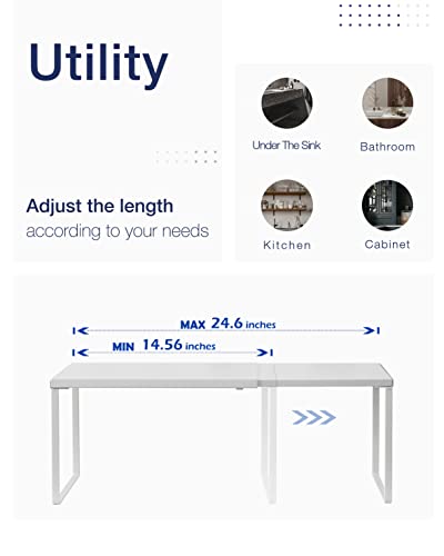 Expandable Cabinet Shelf (White / 10’’D * 14.56-24.6’’W * 8.46’’H)