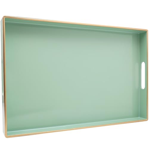Green Decorative Serving Tray with Handles (Green)