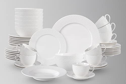 HomeVss New Bone China Dinnerware Set (Diamond / Service for 8 - 48pc Set)