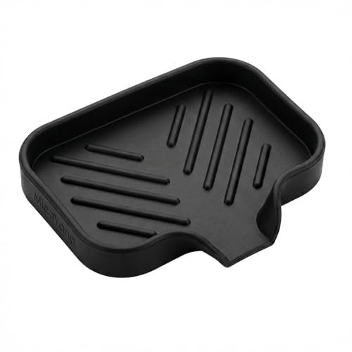 Silicone Soap Dish with Drain Spout (Black / S(4.9"×3.2"))