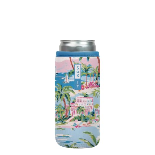 CanSok Sleeve for Beer & Soda Insulated Neoprene Cover (Beachside Bliss / 12oz Slim Can Sleeve)