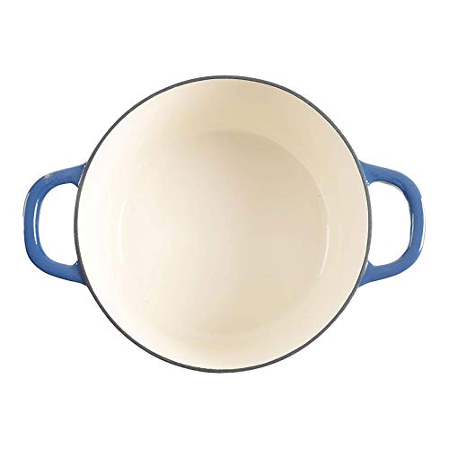 Artisan 7 Quart Round Enameled Cast Iron Dutch Oven (Sapphire Blue / 7-Quart)