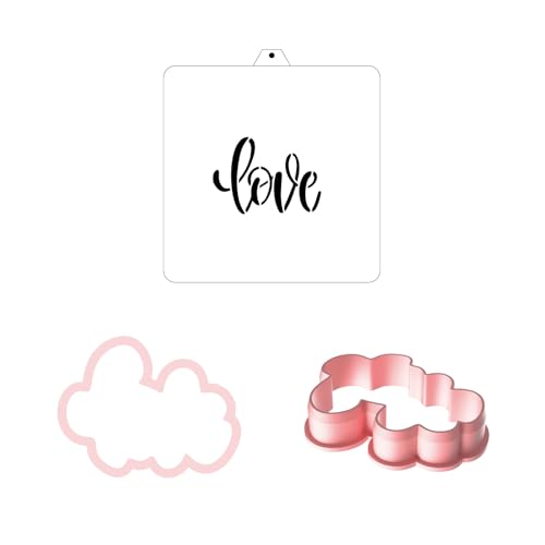 Cookie Cutter and Stencil Bundle Royal Icing Cookies Stencils Paint Your Own Biscuit Bakery Starter Kits Royal Icing Fondant Cutters Birthday Wedding Holiday Cookies Painting Coloring Pages Comb (Love)