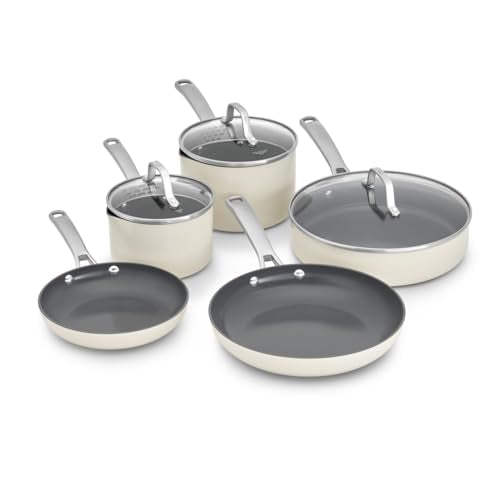 Ceramic Nonstick 8 Piece Cookware Set (8-Piece Set / Flour)