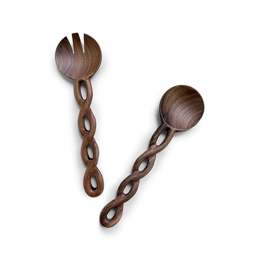 13 Inch Walnut Wood Salad Tongs (Walnut Wood)