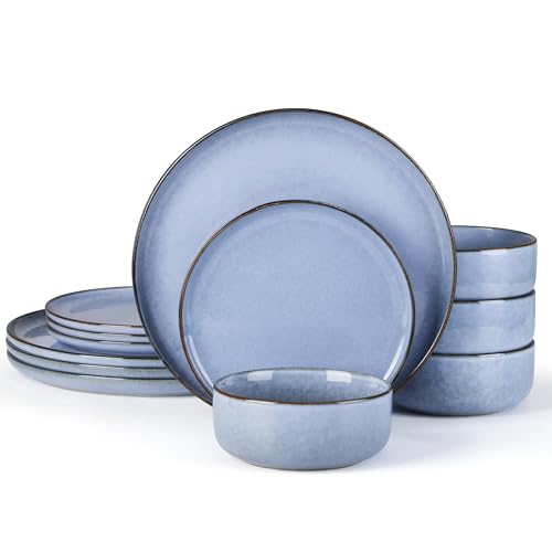 12 Piece Reactive Glaze Dinnerware Sets (Ocean Blue / Service for 4)