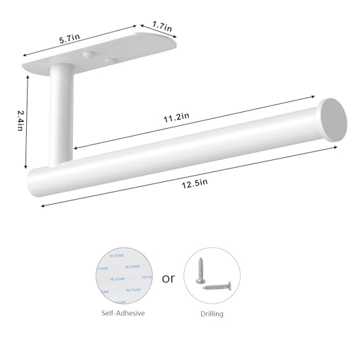 Self Adhesive Paper Towel Holder Under Cabinet Mount (White / 1 Pack)