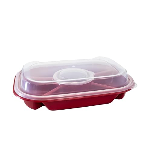 Red Jumbo Divided Serving Tray (Red)