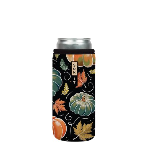CanSok Sleeve for Beer & Soda Insulated Neoprene Cover (Midnight Harvest / 12oz Slim Can Sleeve)