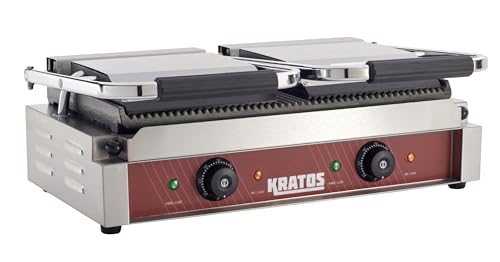 Commercial Electric Panini Sandwich Grill with Grooved Plates (Large w/ Grooved Plates)