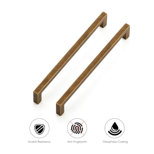 Antique Brass Cabinet Handles Solid Cabinet Pulls 6 (Antique Brass / Flat Black 6-1/4'' Hole Center)