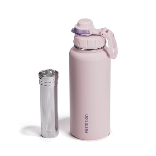 Vessence 32 Oz Stainless Steel Tea Infuser Bottle for Loose Leaf Tea (Denali Lilac / 32 Oz)