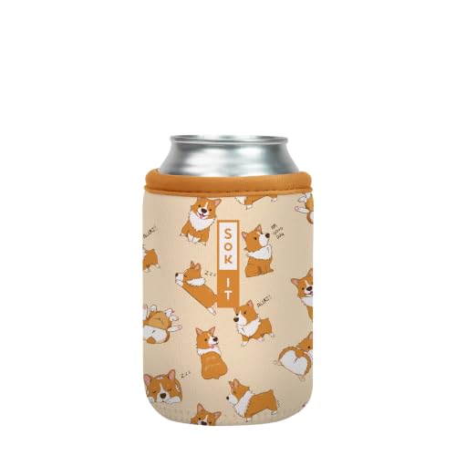CanSok Sleeve for Beer & Soda Insulated Neoprene Cover (Too Corgi to Function / 12oz Can Sleeve)