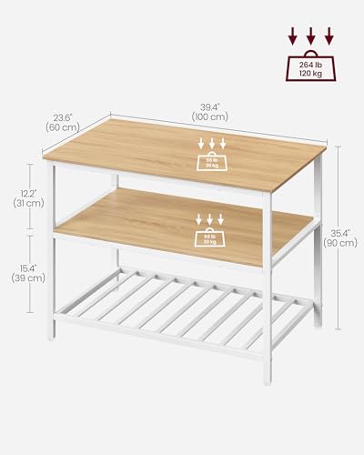 Kitchen Island with 3 Shelves