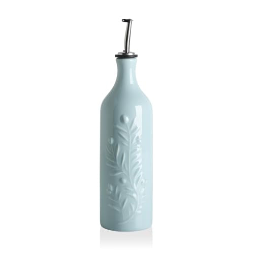Sweejar Large Olive Oil Dispenser Bottle with Spout (Light Blue / Patterned styles)