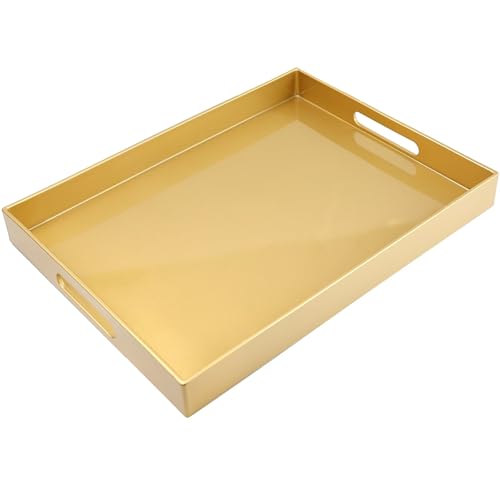 Gold Plastic Serving Tray for Ottoman (30 Gold / 11.8" x 15.7" x 1.6")