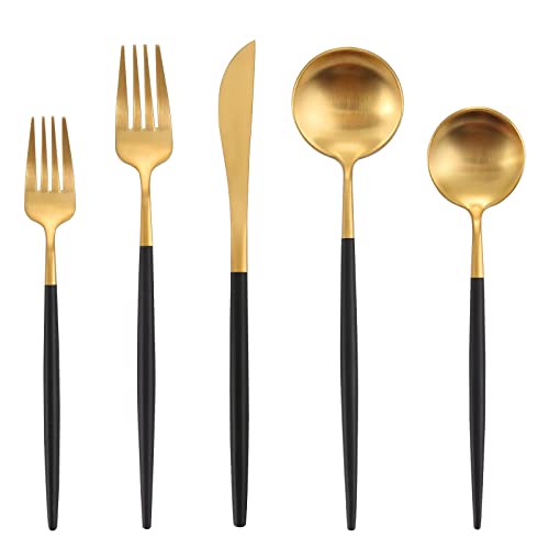Matte Black Gold Silverware Set (Blackgold / 40-piece)