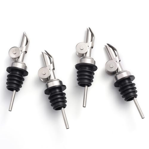Liquor Pour Spout Made of Stainless Steel with Automatic Anti (Silver / Set of 4)
