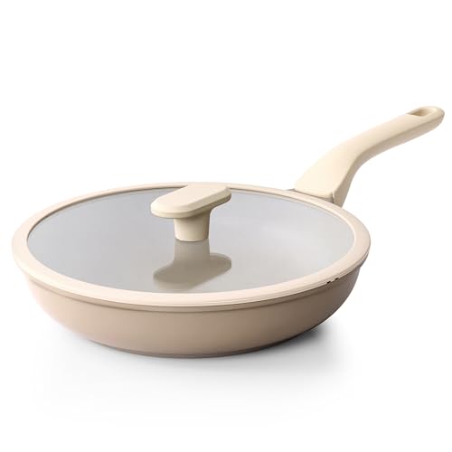 Nonstick Frying Pan with Lid (8" W/Lid / Natural Linen)