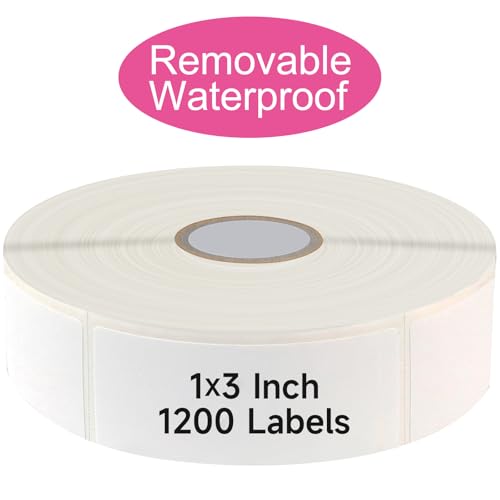 1200 Blank Removable Freezer Labels with Perforation Line for Easy Distribution and Use. Waterproof and Oil (1200 Pcs - 1 "x 3")