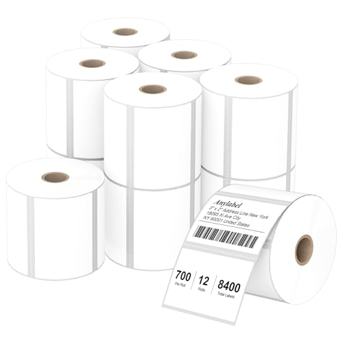 Compatible 3" x 2" Direct Thermal Labels Replacement for Barcodes Postage Address Shipping Compatible with Rollo & Zebra Desktop Printers Adhesive & Perforated (3" x 2" / 12 Rolls)