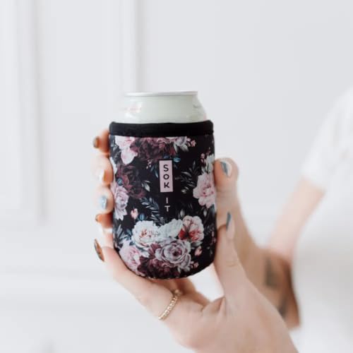 CanSok Sleeve for Beer & Soda Insulated Neoprene Cover (Bloom at Night / 12oz Slim Can Sleeve)