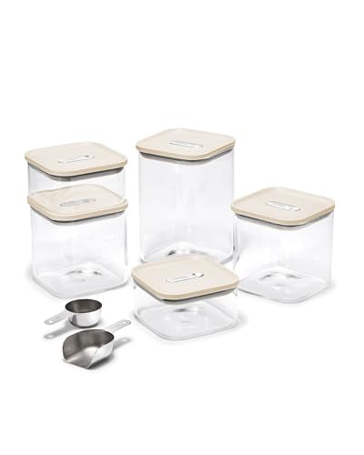 13 Piece Glass Airtight Food Storage Containers with Lids (Cream / 13-Piece Set)