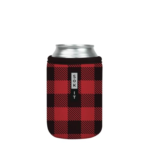 CanSok Sleeve for Beer & Soda Insulated Neoprene Cover (Buffalo Check / 12oz Can Sleeve)
