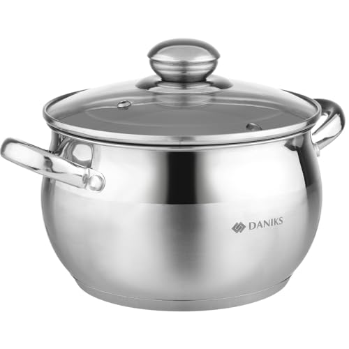 Classic 3 Quart Stainless Steel Stock Pot with Glass Lid (3 QT)