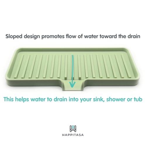 Silicone Soap Dish Tray and Sponge Holder with Drain Chute