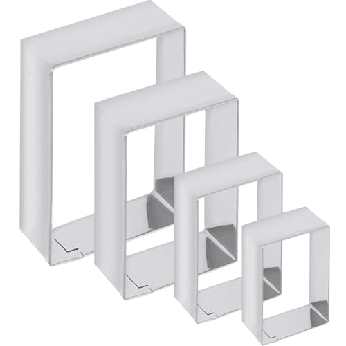Rectangle cookie cutter ANCKNE Stainless Steel Rectangle Biscuit Molds Square Pastry Molds Fondant Cake Cookie Cutter Set 1 Inch Depth (Rectangle)