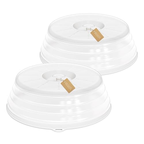 Microwave Splatter Cover Vented for Food with Hook Hole (2 packs-Clear / M(11"x3.26")-Pack of 2)