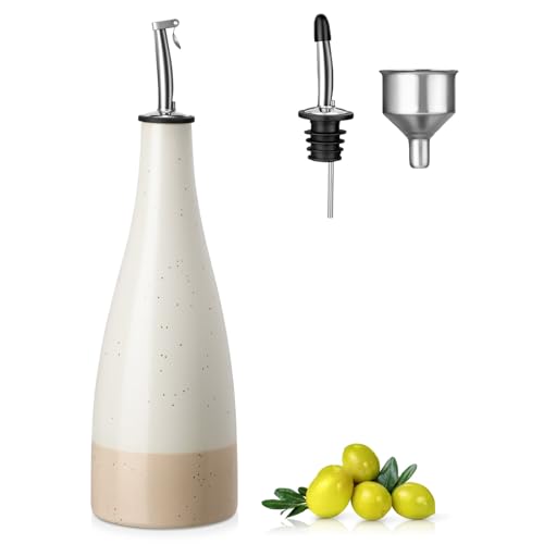 16 Oz Ceramic Olive Oil Dispenser Bottle (16 Ounces / Cream)