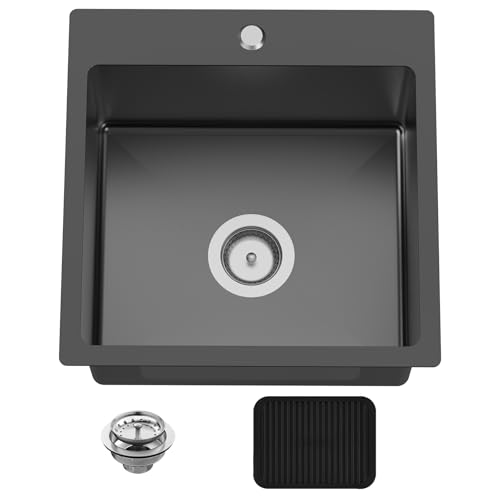Black 18x18 In Drop In Kitchen And Bar Sink (18x18 Black)