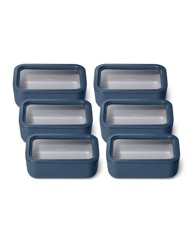 6 Piece Glass Food Storage Set with Lids (Navy / 6.6 Cup Food Storage (6x))