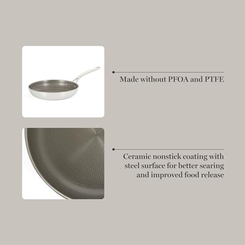 Badgley Hybrid Nonstick 9.5 Inch TriPly Stainless Steel Fry Pan & Stay Cool Handle (Triply Stainless / 9.5" Fry Pan)