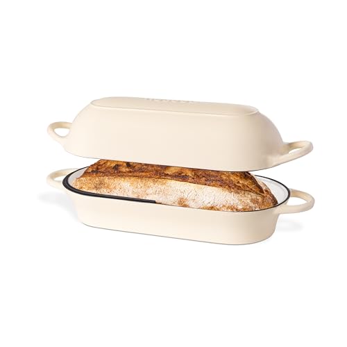 Enamelled Cast Iron Bread Loaf Pot (34cm x 16cm / Cream)