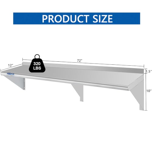 HARDURA Stainless Steel Shelf 12" x 72" (12"X72")