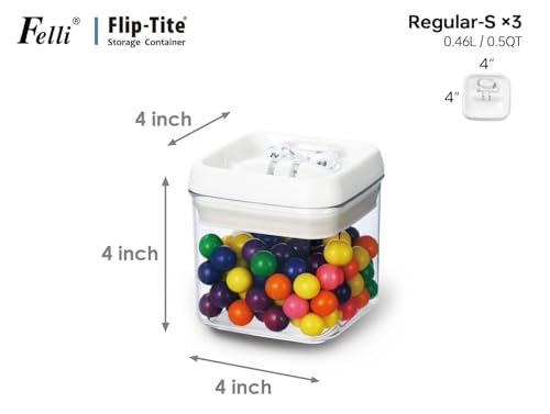 Flip Tite Food Storage Container 4" Small Size Airtight Lid Lock Top (White / 4")
