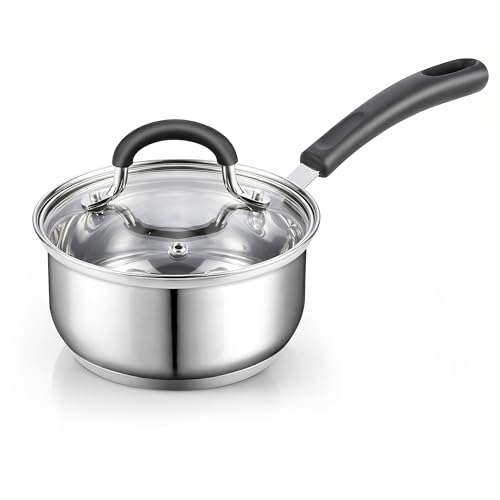 Professional 2 Quart Stainless Steel Saucepan with Lid