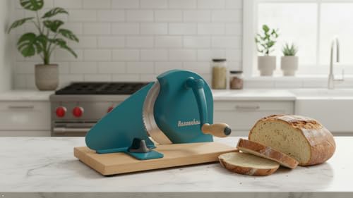 Original Classic Adjustable Bread Slicer for Uniform Slices (11.75" x 8" x 4.7" / Water Blue)