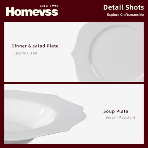 HomeVss New Bone China Dinnerware Set (Lotus / Service for 8 - 40pc Set)