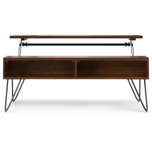 Hunter 48" Wide Walnut Veneer and Metal Coffee Table in Brown (Lift Top Coffee Table / 48 inch / Walnut Veneer)