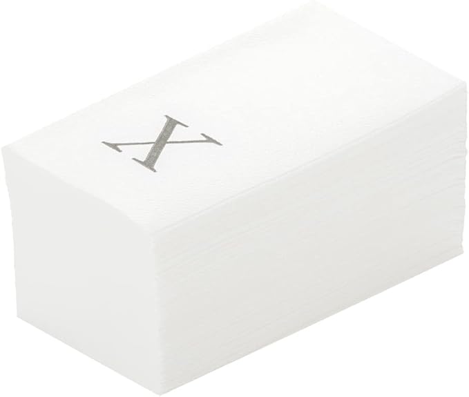 Luxenap 15.8 X 7.9 Inch Linen-Feel Guest Towels, 2000 Lettered Hand Towels - Silver Letter 'X', Sans Serif Font, White Paper Dinner Napkins, airlaid, For Restrooms And Tables - Restaurantware