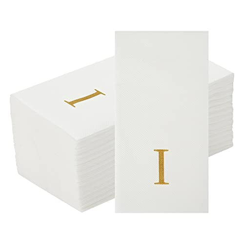Paper Rectangle Gold Letter I Linen (Gold / 2000 Count / I)