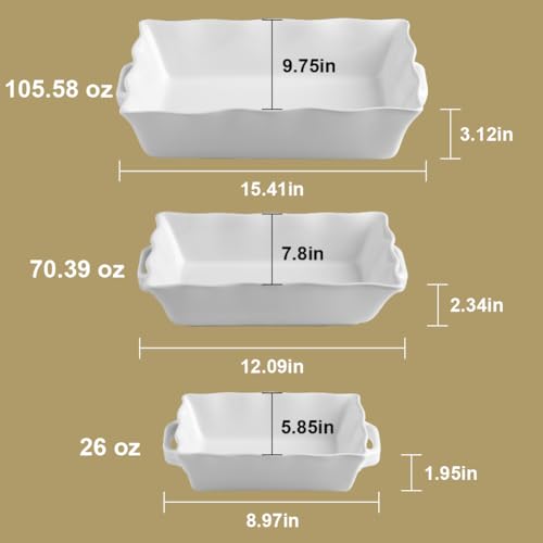 Sweejar Casserole Dishes for Oven (Beige / Baking dish(Set of 3))