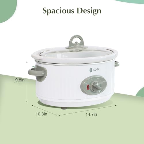 4.0 Quart Slow Cooker with Ceramic Nonstick Coating (Ivory White / 4 Quarts)