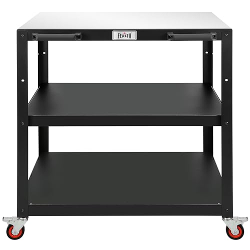 3 Shelf Pizza Oven Table with Lockable Wheels (Black)