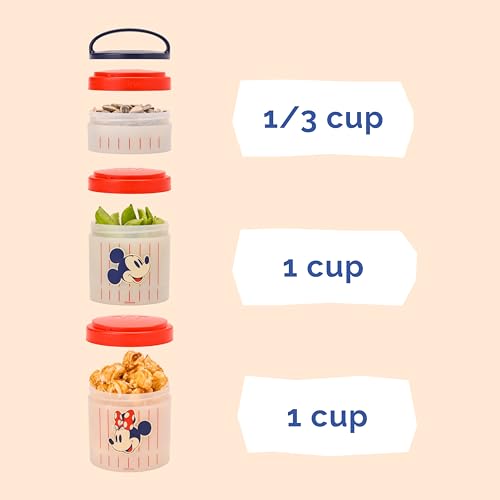 Mickey & Friends Snack Containers 3 Stackable Snack Cups Baseball (Disney / Mickey & Minnie)